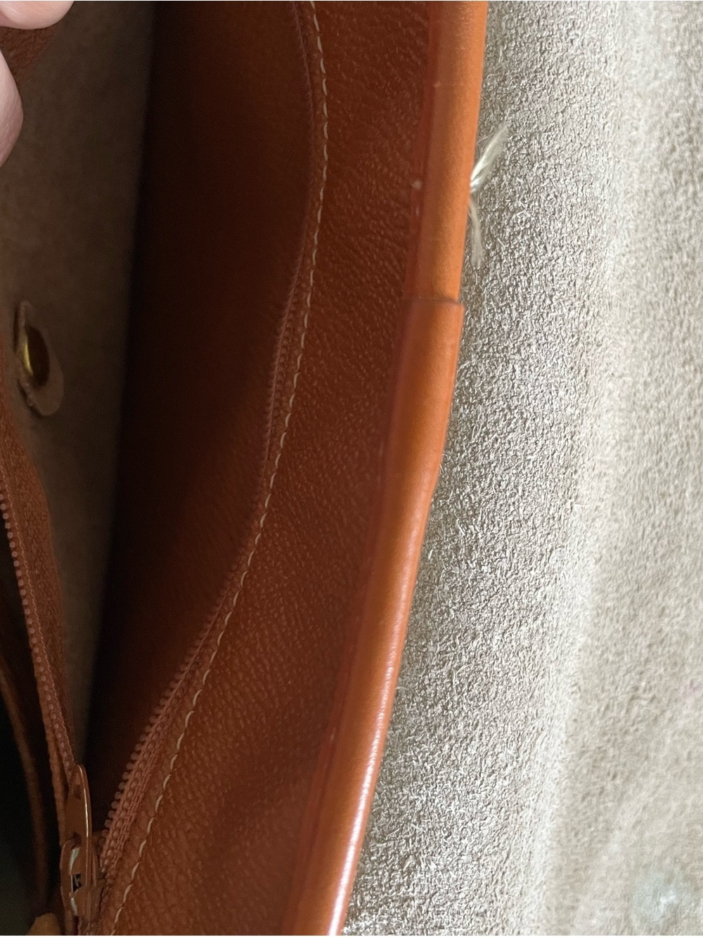 Dooney & Bourke Beige Pebbled Leather Crossbody with Tan Trim - Picture 8 of 16
